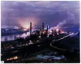 Steel At Twilight, 1953, one of D'Arazien's most famous pictures a Nocturnal J&L Mill with Pittsburgh in Background, dye transfer color by Arthur H. D'Arazien, photograph printed in an, offered Dec 2022