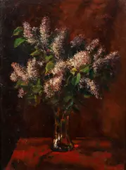 Still Life with Flowers, 1940s by Vincent Nesbert, oil on masonite, apparently, offered Dec 2022