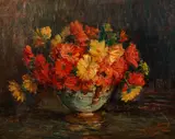 Vincent Nesbert, Still Life with Daisies, 1940s, oil on board