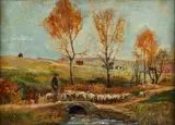 Alfred Bryan Wall, Herd of Sheep in Autumn