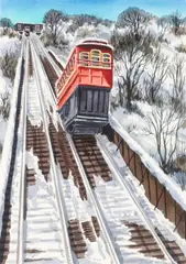 Robert R. Young, Pittsburgh Incline, watercolor