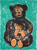 Luis Cruz Azaceta, Teddy Bears II, 1989, color, monotype on Arches