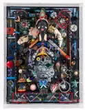 Nick Bubash, Melting Self-Portrait with Bad Luck Elephant, 2011, mixed media assemblage in acrylic box