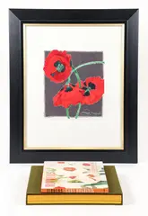 3 Red Flowers by Gary Bukovnik, 2005, lithograph in colors, number 154 of 500, offered Dec 2022