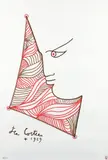Jean Cocteau, Profile in Brown and Red [Profil brun et rouge], c.1959, color, lithograph