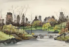 Adolf Dehn, Central Park and New York City, watercolor