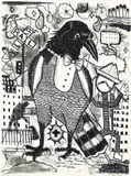 Tony Fitzpatrick, The Gentleman Hobo, 1998, etching on wove paper