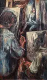 Studio by Fran Vernardos Gialamas, 1958, oil on canvas, offered Dec 2022