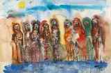 The Fishermen by Marie Tuicillo Kelly, 1953, watercolor and ink on paper, offered Dec 2022