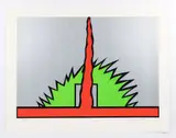 Nicholas Krushenick, Mount Cadillac, 1980, silkscreen printed in four colors on Somerset paper, pencil