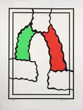 Nicholas Krushenick, Big Moose Lake, 1980, silkscreen printed in four colors on Somerset paper, pencil