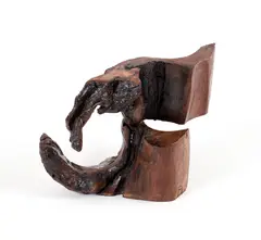 Thaddeus Mosley, (American/Western PA, b. 1926), Untitled, early 2000s, two piece, carved wood sculpture with metal connection rod