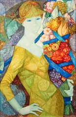 Florista [Florist] by Gabriel Portoles, circa 1965, Oil on board, offered Dec 2022