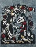 Sadao Watanabe, Possibly The Prodigal Son, 1963, color woodblock and monoprint on laid paper, 25 x 19.5 inches, signed, dated, and numbered 48/50 in white, ink