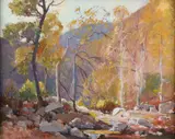 Orrin Augustine White, Arroyo Seco, Near Pasadena, 1937, oil on canvasboard