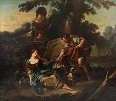 Le Panier Mysterieux, late 18th Century or first half of the 20th Century, (original was painted in 1748 and shown in the 1750 Paris Salon as #24 by François Boucher, oil on canvas, offered Nov 2022