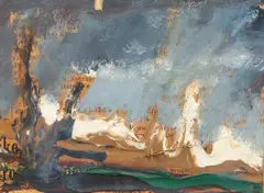 Giuseppe Napoli, Landscape, 1954, oil on newsprint