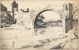 Ernest Lumsden, Alcantara Bridge, Toledo Spain, etching