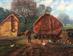 C. H. Chapman, Barnyard Chicken Coup, circa 1910, oil on canvas