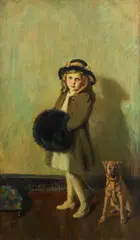 Nicola and Her Dog by Howard Logan Hildebrandt, oil on canvas, offered Oct 2022
