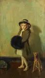 Nicola and Her Dog by Howard Logan Hildebrandt, oil on canvas, offered Oct 2022