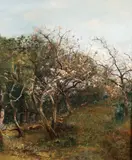 Louis Aimé Japy, Under the Flowering Trees with Sheep, oil on canvas
