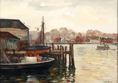Gloucester Harbor, Medium: by Ulysses Ricci, oil on canvas, Dimensions:, offered Oct 2022