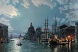 John Stobart, Venice, Moonlight over the Grand Canal in 1870, 1992, color