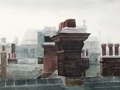 Rooftops Pittsburgh by Charles C. Pitcher, 1978, watercolor, offered Oct 2022