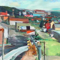 Pittsburgh Neighborhood with Herron Hill Water Tower by Barry Shields, gouache on matboard, offered Oct 2022