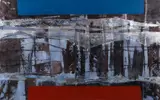 Jerry Caplan, Abstract Red, White and Blue, mixed media and watercolor