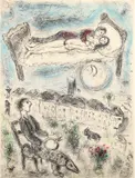 Marc Chagall, Lovers in Bed, from the Celui Qui Dit les Choses sans Rien Dire suite, 1975-, 1976, etching and aquatint on Japon Imperial paper