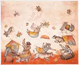 Maximino Javier, Visperas De Fiesta, 1979, color, lithograph