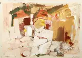 Courtyard by Lewis Clifford Kesling, 1973, oil on paper, since laid down on Masonite, offered Oct 2022