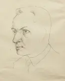 Hanns Kralik, Portrait of a Man (possibly a self-portrait), with study, 1930s