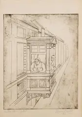 Hanns Kralik, Der Balkon [The Balcony], 1928, etching on paper