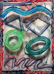 Jack Lembeck, Edgar (American, born 1942), New Mood, 1988, acrylic on canvas with angled edges
