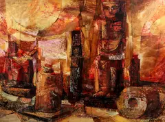 Fay Moore, Fallen Idols, c.1960s, acrylic on masonite panel