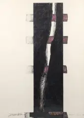 Jesús Moroles, Interlocking Round, 1987, charcoal, pastel, granite and collage on paper