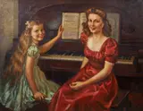 Vincent Nesbert, At The Piano, 1942, oil on canvas