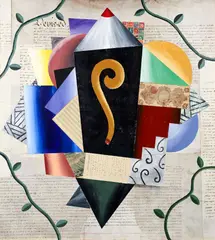 Dan Rizzie, Marfa, 1987, oil and collage on board