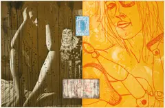 David Salle, Single plate from The Canfield Hatfield Suite, 1989, soft-ground, aquatint with photo etching on Somerset paper