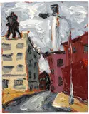 Arnold Sharrad, Brooklyn Bridge Side No. 32, 2007, oil and heavy impasto on artist's board