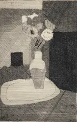 Jacques Villon, Vase and Flowers, 1926, drypoint etching