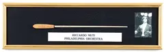 Signed baton marked King David 29B with by Riccardo Muti, photograph of conductor and label in, offered Aug 2022