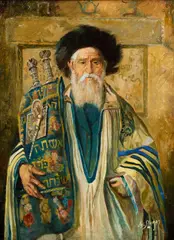 Joseph Sloman, The Rabbi, oil on canvasboard