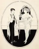 Umberto Brunelleschi, Man and Sex Worker, pen and ink illustration