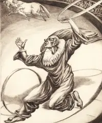 The Jester by Isaac Friedlander, 1935, etching, offered Aug 2022
