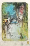 Lê Bá Đảng, Propos De Fleurs (1 from the Suite of 6), 1977, embossed, lithograph on hand made rice paper stretched over arches