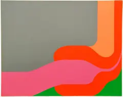 Sven Lukin, Untitled (Bimorphic Abstraction Gray, Orange, and Pink), 1969, silkscreen printed in colors, ink